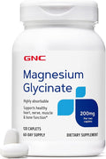 GNC Magnesium Glycinate Dietary Supplement for Men &amp Women Supports Heart Nerve Muscle &amp Bone Function Highly Absorbable Gluten Free No Artificial Colors Vegan No Soy 200mg 120 Capl