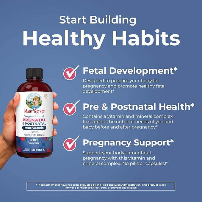 MARYRUTH'S Postnatal &amp Prenatal Vitamins for Women | Sugar Free | Womens Multivitamin for Pre-Conception Pregnancy &amp Nursing | Ginger | Selenium | Folate | Vegan | Non-GMO | Gluten Free | 16