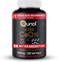 Qunol Ultra CoQ10 100mg 3x Better Absorption Patented Water and Fat Soluble Natural Supplement Form of Coenzyme Q10 Antioxidant for Heart Health 120 Count Softgels