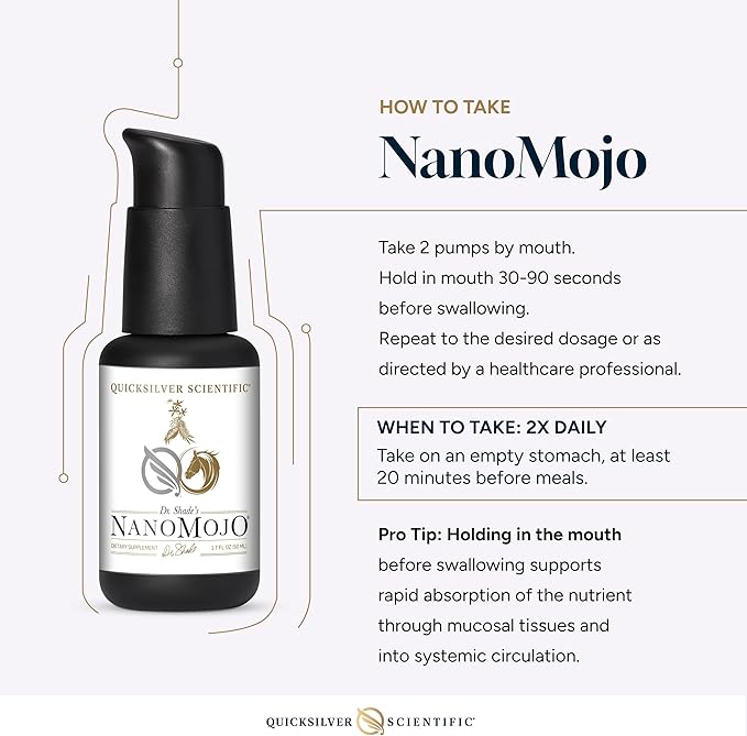 Quicksilver Scientific NanoMojo - Male-Specific Endurance Elixir &amp Energy Boost Support - 19 Herbs Including Epimedium for Men Rhodiola Extract Herbal Ginseng and Adaptogenic Herbs (1.7oz / 50m