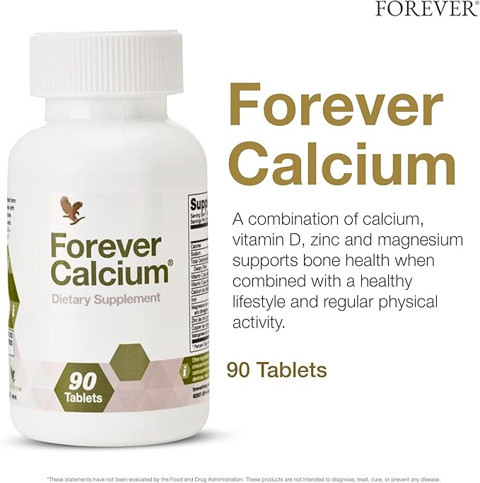 Forever Living - Forever Calcium® - Optimal Bone Health Support - Gluten-Free - Di-Calcium Malate Blend Vitamin D Magnesium and Zinc - 90 Tablets