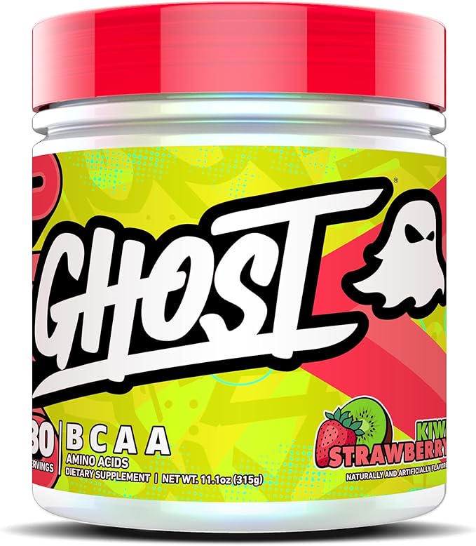 GHOST BCAA Powder Amino Acids Supplement Kiwi Strawberry - 30 Servings - Sugar-Free Intra Post &amp Pre Workout Amino Powder &amp Recovery Drink 7G BCAA