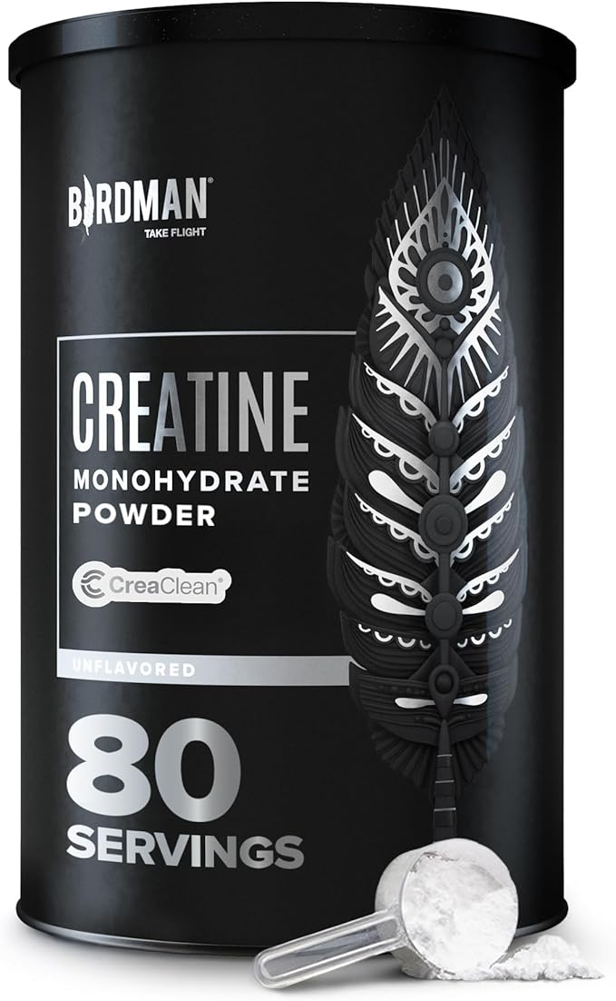 BIRDMAN Micronized Creatine Monohydrate Powder Muscle Recovery Caffeine Free Creatine Pre Workout Vegan Post Workout Gluten Free Sugar Free | 80 Servings (5 Grams Each) | 0.8lb