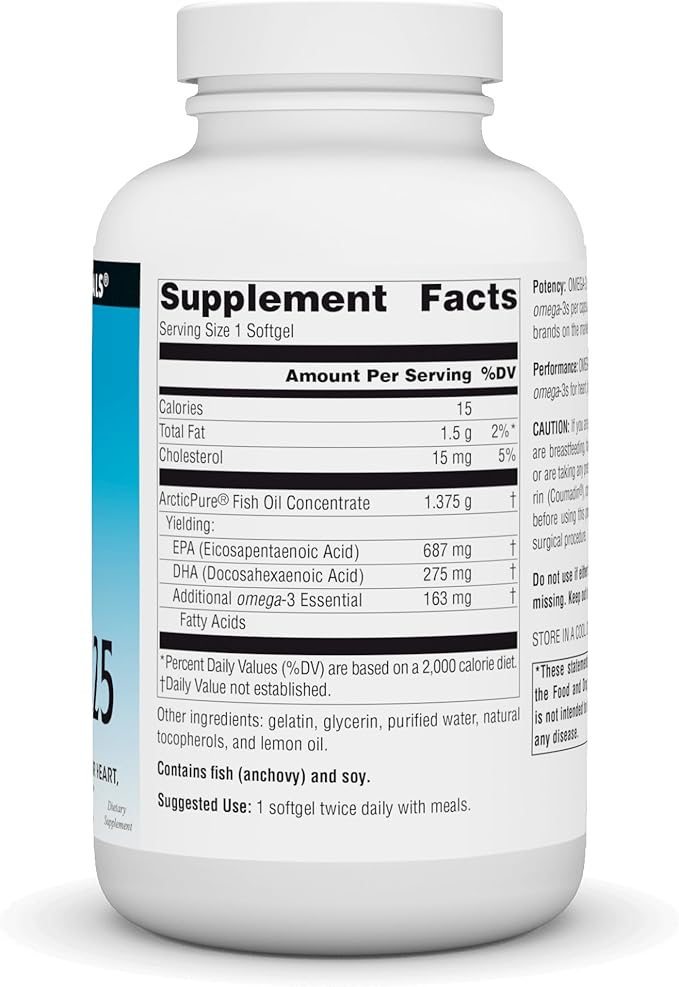 Source Naturals ArcticPure Omega-3 Fish Oil 1125mg Ultra Potency Maximum Strength EPA + DHA for Heart Joint Brain &amp Immune Health - 120 Softgels