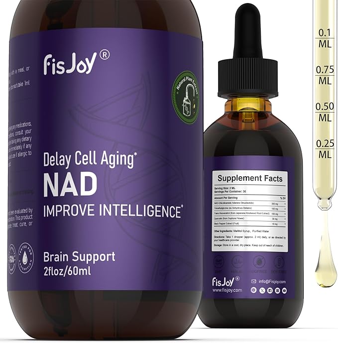 Liquid Nutritional Drops with NAD+ Resveratrol Quercetin &amp Betaine – Sugar-Free Vegan Formula – Easy Daily Use 2 fl oz (60 mL)