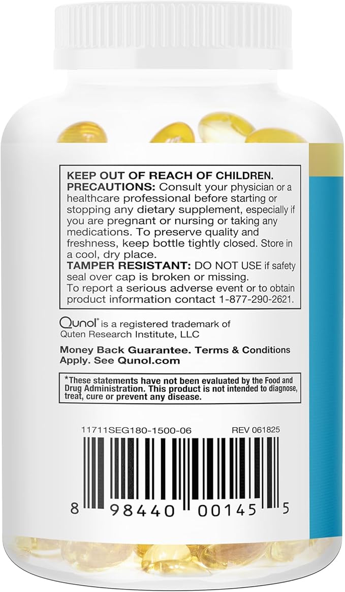 Qunol Fish Oil Omega 3 Mini Softgels 1000mg Omega 3 EPA + DHA Ultra Pure Supplements Heart Health Support Lemon Flavor Easy to Swallow Minis 3 Month Supply 180 Count