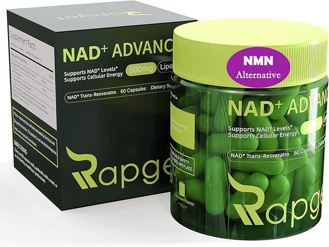 RAPGET Liposomal NAD Supplement + Resveratrol – NMN Supplement Alternative High Purity NAD + Supplement for Energy - Support Cellular Health - 60 Capsules