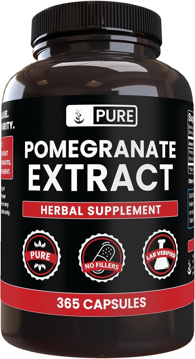 PURE ORIGINAL INGREDIENTS Pomegranate Extract (365 Capsules) No Magnesium Or Rice Fillers Always Pure Lab Verified