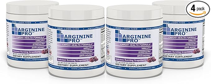 L-ARGININE PRO | 5500mg L-Arginine Plus L-Citrulline 1100mg Grape Powder Drink Mix Supplement for Increased Nitric Oxide Production