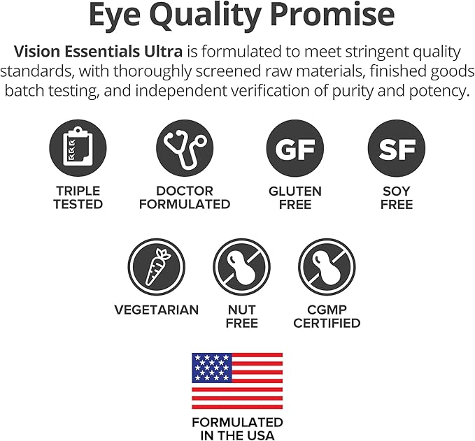 Dr. Whitaker's Vision Essentials Ultra with Lutein | Comprehensive Support with Just One Daily Pill for Macula &amp Retina Health Eye Strain Ocular Pressure Digital Eye Fatigue Mood Support and M