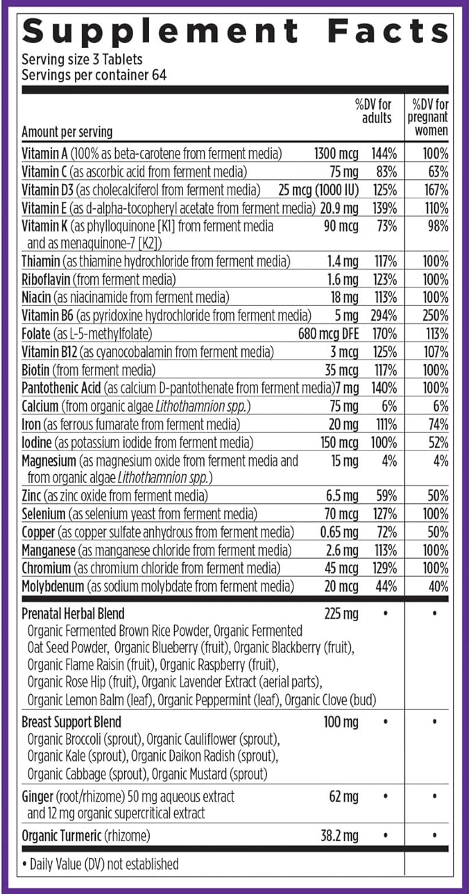 New Chapter Advanced Perfect Prenatal Vitamins 192ct Made with Organic Non-GMO Ingredients for Healthy Baby &amp Mom - Folate (Methylfolate) Whole-Food Fermented Iron Vitamin D3 + Ginger
