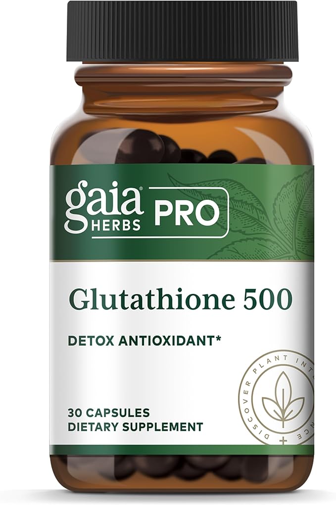 GAIA HERBS PRO Glutathione 500 - Antioxidant Supplement Supports Cellular Health* - Supplement with Glutathione for Men &amp Women - Vegan Gluten-Free Soy-Free - 30 Capsules (30 Servings)