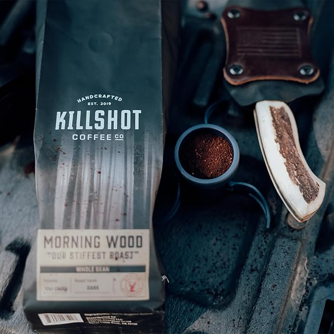 Killshot Coffee Whole Bean - 12 Ounce Bag Dark Roast (12 oz Morning Wood)