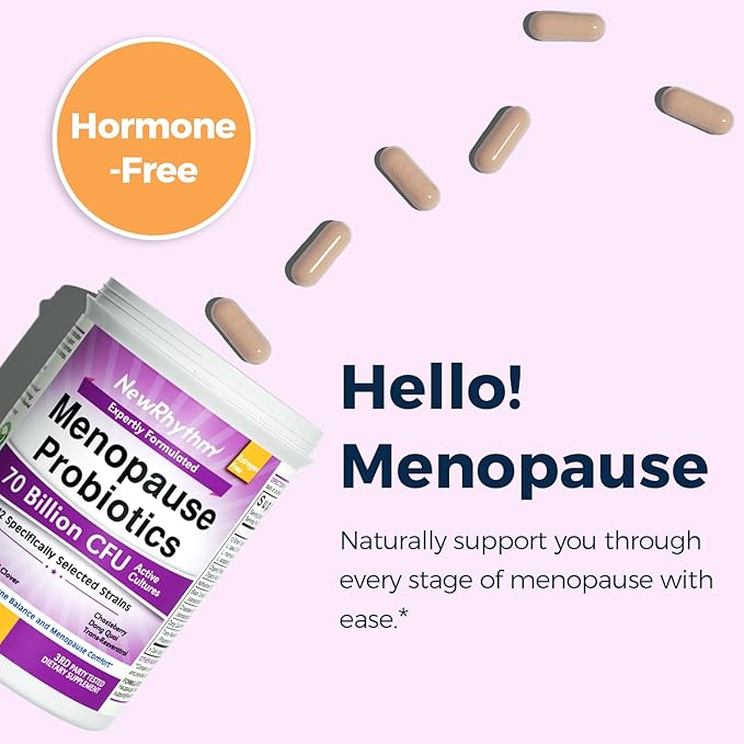NewRhythm Probiotic Bundle: Complete Digestive Health + Menopause Relief with Black Cohosh Prebiotics 20 Strains Targeted Release Technology Non-GMO 90 Total Capsules