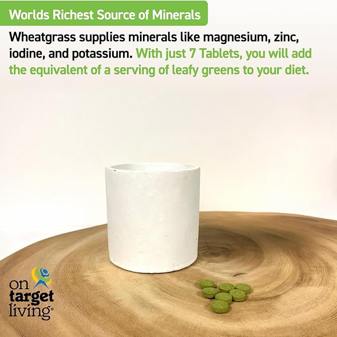 On Target Living Wheatgrass Tablets- 500 Tablets | USDA Organic |