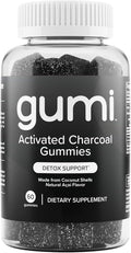Gumi Nutrition Coconut Activated Charcoal Gummies - Charcoal Supplements for Detox Oral Health &amp Gut Health - 200mg Gummy Vitamin - Gluten Free Vegan &amp Non GMO - Natural Açaí Flavor (60 Coun