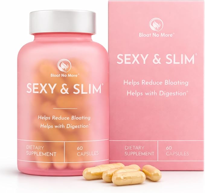 Bloat No More Digestive Enzymes - Sexy and Slim Bloating Relief for Women Helps Debloating and Gas Relief &amp Promotes Digestion with Fenugreek &amp Dandelion - 60 Count