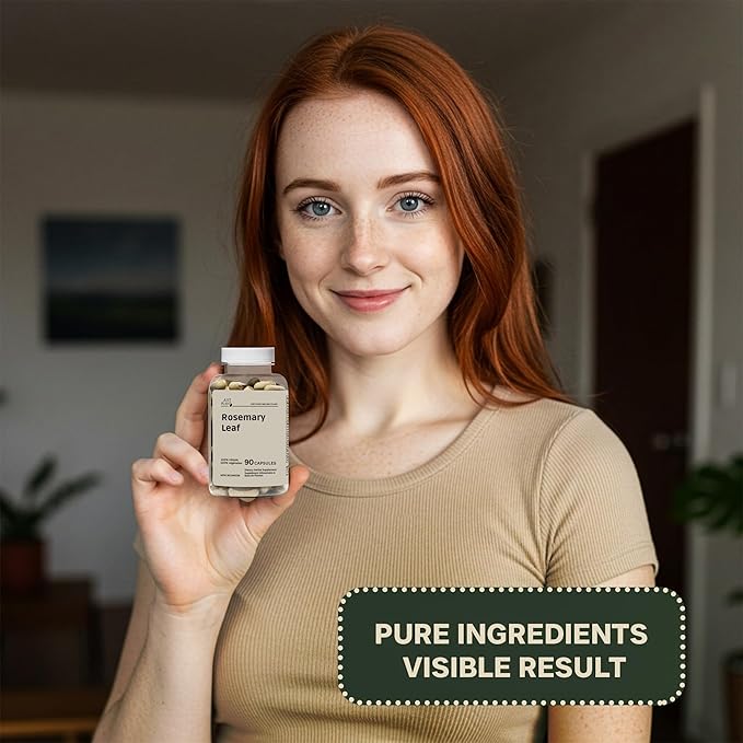 Rosemary Leaf Extract 500mg 90 Vegan Capsules Herbal Supplement for Mind Body &amp Hair Wellness Gluten-Free Plant-Based