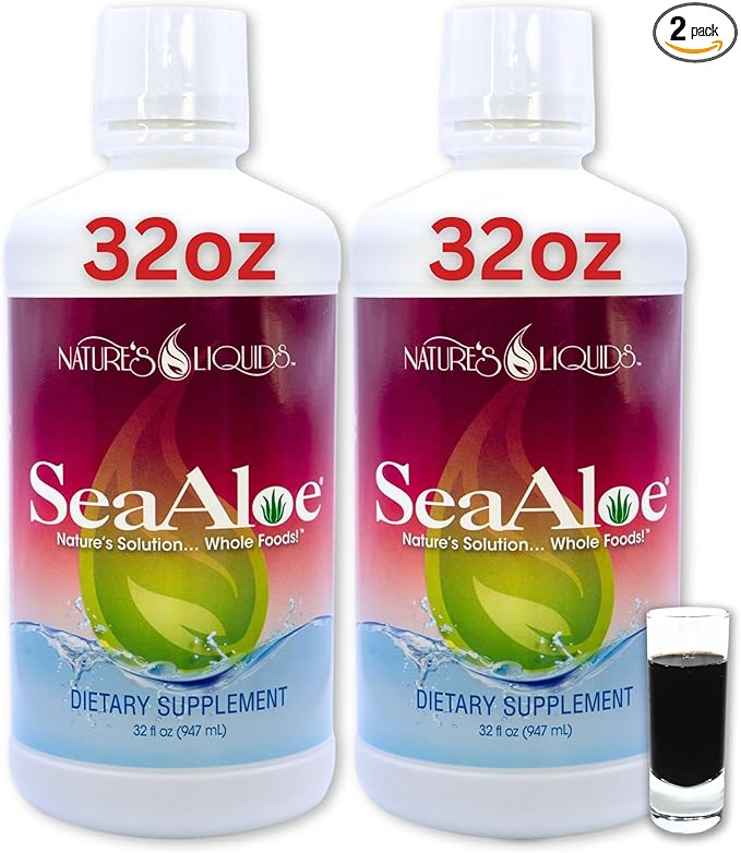Nature's Liquids Aloe Vera Juice Oceanic Elixir - Proprietary Botanical Blend for Thyroid Digestion and Immune Support 32oz (Pack of 2)