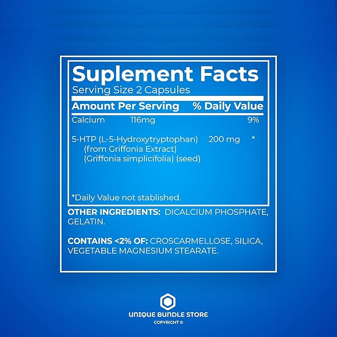5-HTP 100 mg – 30 Capsules L-5-Hydroxytryptophan Supplement 5 HTP Tryptophan Support HTP-5 Supplement Gluten-Free and Dairy-Free Mood Wellness (Pack of 1)