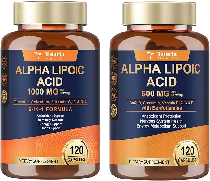 Totaria Alpha Lipoic Acid 1000mg+600mg - ALA Supplement Antioxidant for Neuropathy Support Nerve Health