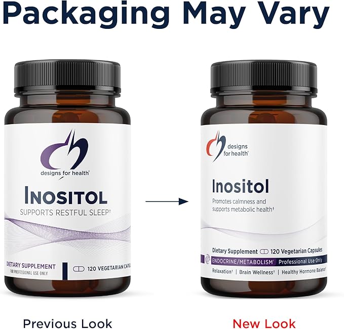 Designs for Health Inositol Capsules - 900mg per Capsule Inositol Dietary Supplement for Female Hormone Support Relaxation &amp Liver Health Support - Brain Support Supplement (120 Capsules)