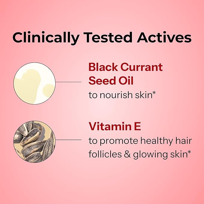 HUM Red Carpet Skin &amp Hair Vitamins for Women with Omega 3 Fatty Acids Vitamin E and Black Currant Seed Oil Supplement for Skin Health &amp Healthy Hair Follicles Support 60 Count
