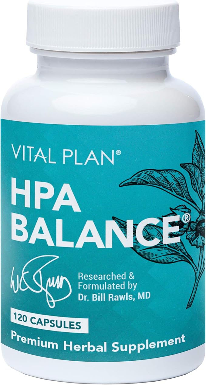 Vital Plan HPA Balance Adrenal Supplement by Dr. Bill Rawls - Adrenal Mood &amp Hormone Support for Women &amp Men w/Sensoril® Ashwagandha Relora &amp L-Theanine