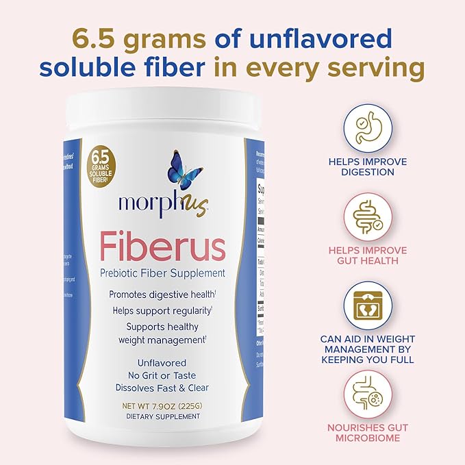 MORPHUS Fiberus Prebiotic Fiber Supplement Powder | Flavorless | Womens Gut Health Supplement | Helps Improve Regularity | Menopause Supplements for Women | Mitigates Gas &amp Bloating | Includes Sco