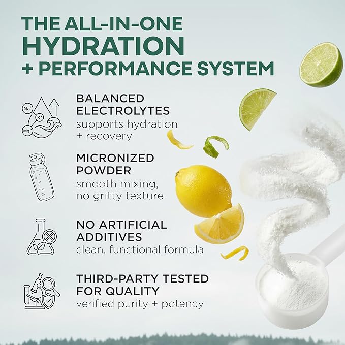 Wild Foods Creatine + Electrolytes Powder Lemon &amp Lime (8 oz 30 Servings) - 2.5g Creatine + Magnesium Malate Pink Salt Potassium - Whole-Food Sourced Hydration &amp Support - No Added Sugar