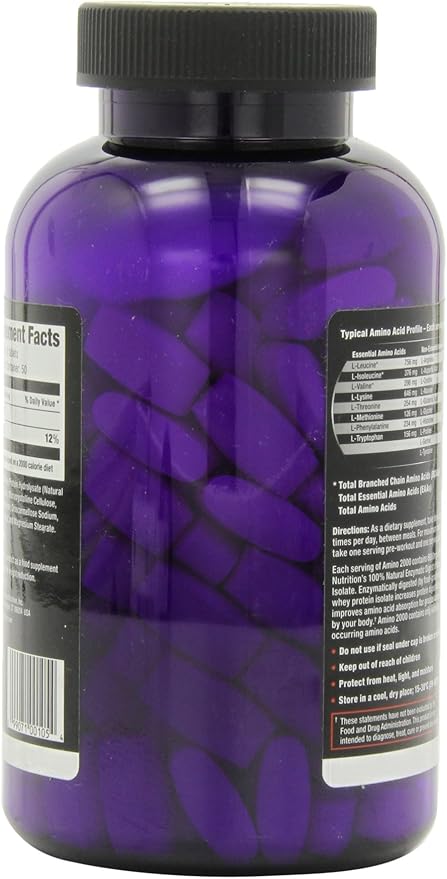Ultimate Nutrition Amino 2000 Tablets Super Whey Formula Amino Acid Supplements with L-Leucine L-Isoleucine and L-Valine 2000mg 150 Tablets