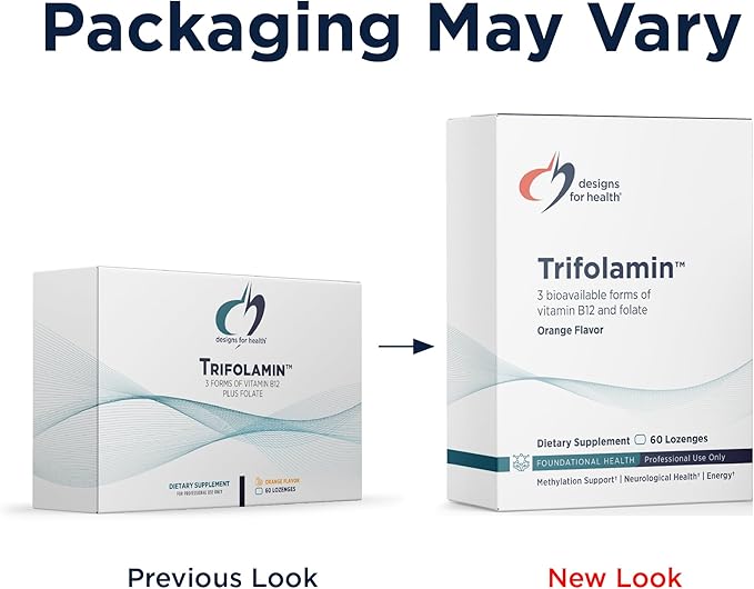 Designs for Health Trifolamin B12 + Folate Lozenges - 3000mcg B12 (Three Forms) + MTHF Methylfolate Supplement - Delicious Orange Flavor Fast-Dissolve Tablets (60 Lozenges)