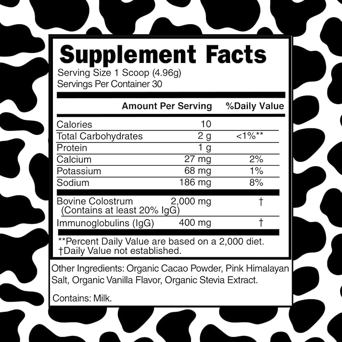 MINDHONEY Organic Colostrum | Premium Cacao Flavored Superfood Powder | Gut Health &amp Immunity Skin &amp Hair Anti-Aging Performance &amp Recovery | Grass-Fed Pasture-Raised | 30 Servings