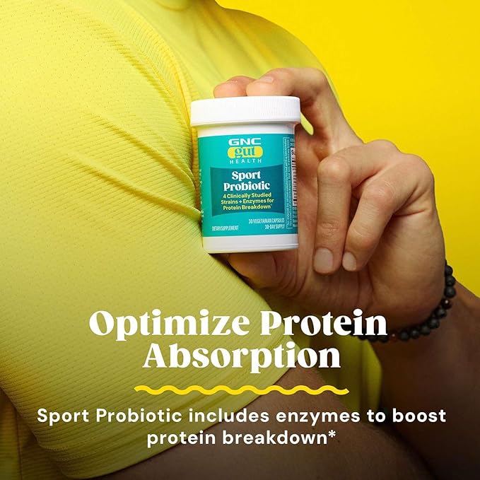 GNC Sport Probiotic 25 Billion CFU Clinically Studied Strains and Enzymes GI Comfort for Athletics 30 Capsules