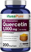 NusaPure Quercetin - Suitable for Vegetarian/Vegan Non - GMO - 1000 mg - 200 Capsules