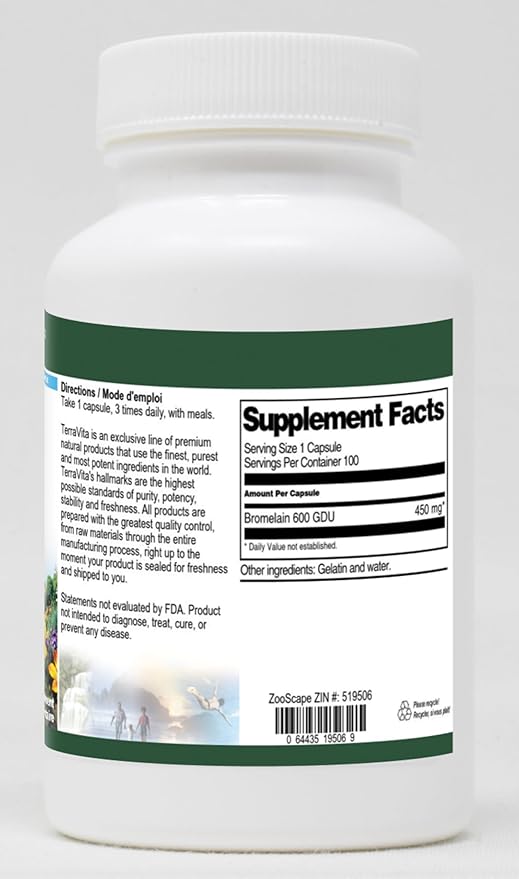 Bromelain 600 GDU - 450 mg (100 Capsules ZIN: 519506)