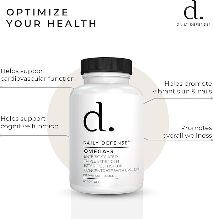 Omega 3 Fish Oil 1000mg Supplement - Omega 3 DHA EPA Supplement for Men &amp Women for Skin Nails Cognitive &amp Heart Support - 60 Enteric Coated Fish Oil Softgels Made in the USA