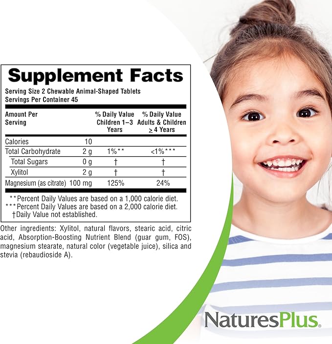 NaturesPlus Animal Parade MagKidz Natural Cherry Flavor - 90 Animal-Shaped Chewable Tablets - Pack of 2 - Bone &amp Muscle Health Support - Non-GMO Vegan Gluten Free Sugar Free - 90 Total Servin