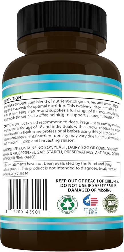 Daily Health - Purify Advanced Intestinal Support and Microbial Cleanse Formulation (60 Capsules) &amp Seatrition Immune Thyroid Support Wholefood Nutrition Seaweed Plants Vegan Friendly (90 Capsules
