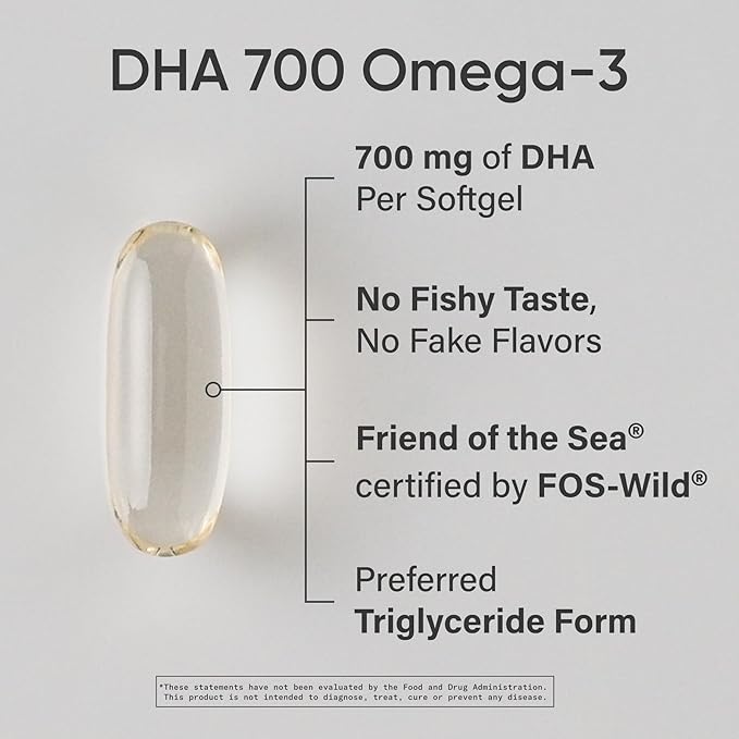 Sports Research® DHA Omega-3 Fish Oil 700mg – Single Source Wild-Caught Fish – Supports Brain Health* – Burpless Non-GMO Gluten-Free Sustainably Sourced – 90 Softgels
