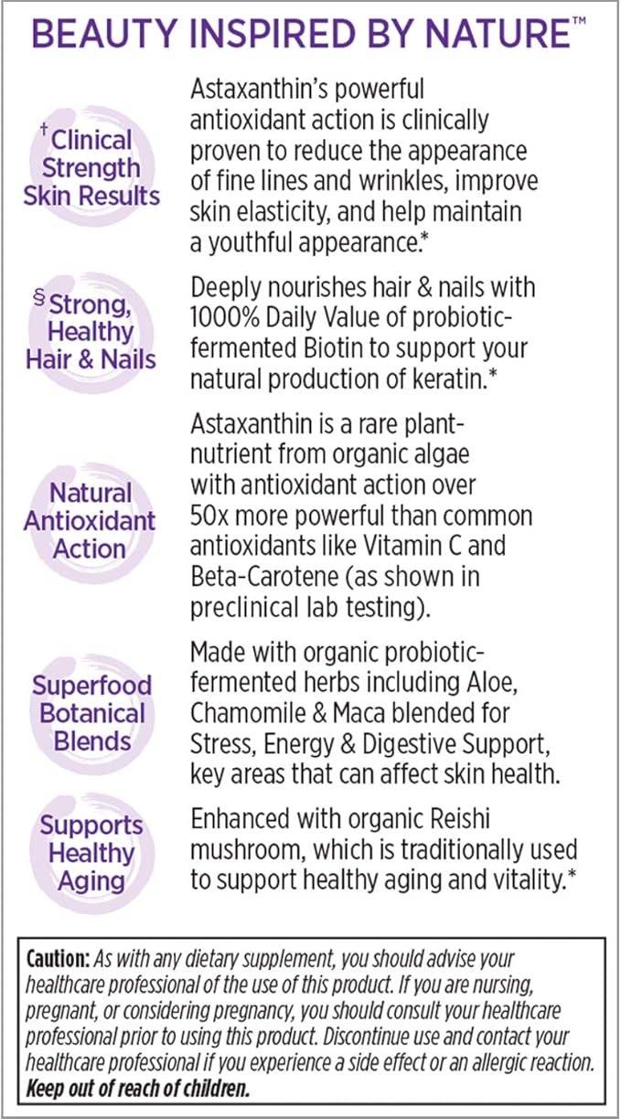 New Chapter Hair Skin &amp Nails Vitamins with Fermented Biotin+astaxanthin Vegetarian Capsule 30 Count (Pack of 1)