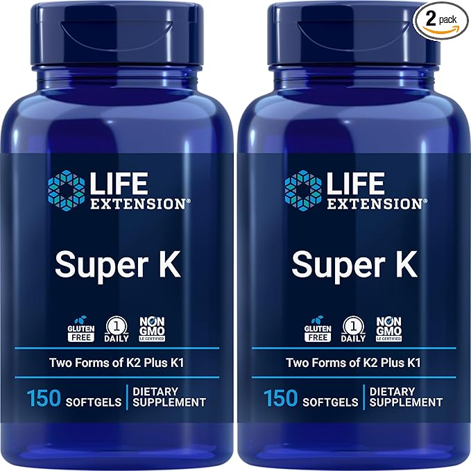 Life Extension Super K 150 Softgels (Pack of 2) with Vitamins K and K2