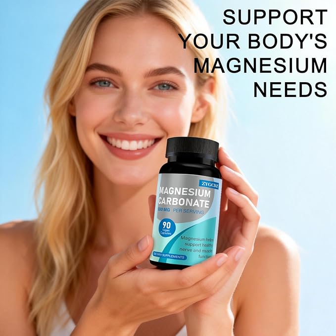 Magnesium Carbonate 500mg 90 Capsules | High Absorption Magnesium Supplement for Muscle Nerve &amp Digestive Support | Promotes Metabolism &amp Overall Health | Vegan Non-GMO Gluten Free (01)