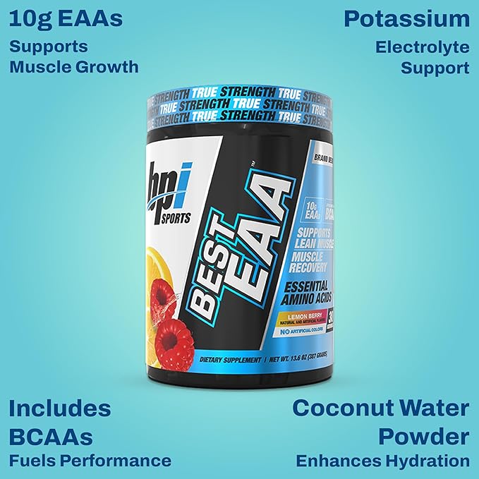 BPI Sports Essential Amino Acids EAA Powder - Pre Intra &amp Post Workout Drink - BCAA Powder for Men &amp Women EAA + BCAA + Hydration Advanced Formula with 10g of EAA. (Lemon Berry)
