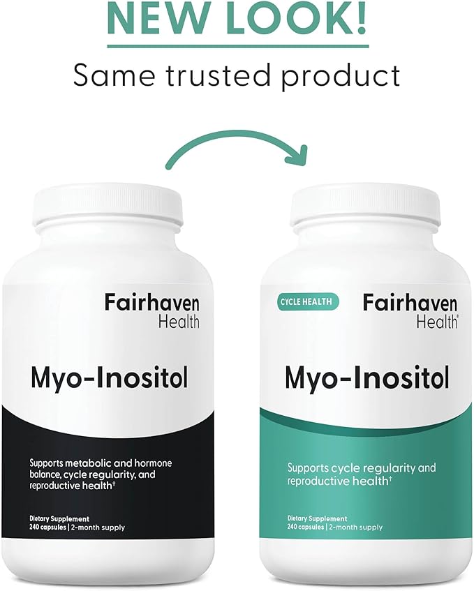 Fairhaven Health Myo-Inositol Supplement for Women and Men | Vitamin B8 2000mg | Vegan Inositol Powder Capsules | Gluten Dairy and Soy Free | 240 Myo Inositol Capsules