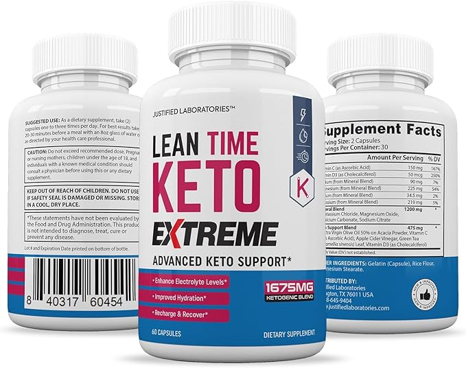 (10 Pack) Lean Time Extreme Keto Pills 1675MG New &amp Improved Formula Contains Apple Cider Vinegar Extra Virgin Olive Oil Powder Green Tea Leaf 600 Capsules