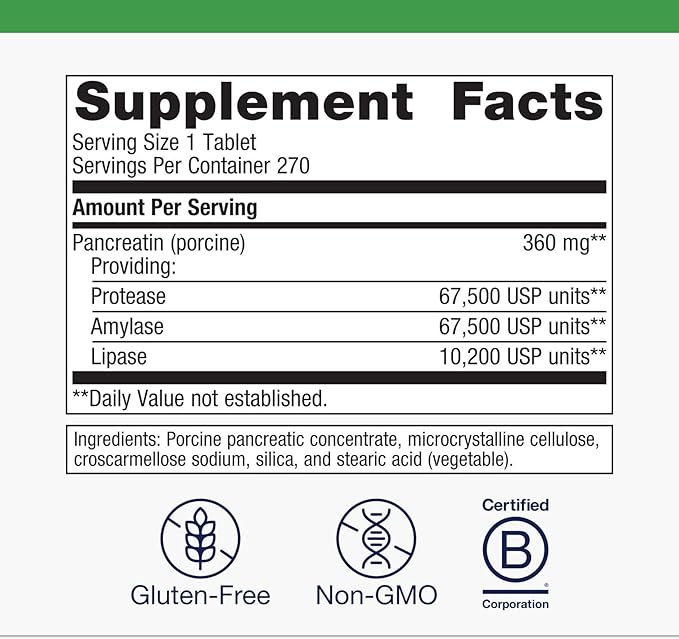 Metagenics SpectraZyme Pancreatic Enzymes - Digestive Enzyme Complex for Protein Fat &amp Carb Breakdown - Supports Digestion Gas Relief &amp Gut Health* - Non-GMO Gluten-Free - 270 Tablets