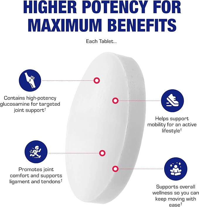 Glucosamine Sulfate Joint Health Supplement - Soft Tissue Cartilage Tendon and Ligament Supplement for Enhanced Mobility Comfort and Flexibility - Non-GMO Sodium Free &amp Made in the USA - 120 Servi