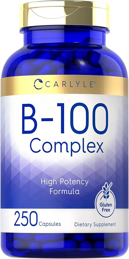 Carlyle B-100 Complex Vitamin | 250 Capsules | Non-GMO Gluten Free Supplement