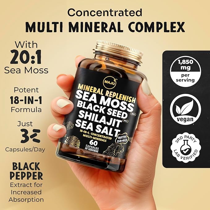 Maju Superfoods Black Seed Oil Gummies Oregano Oil and Mineral Replenish Capsules